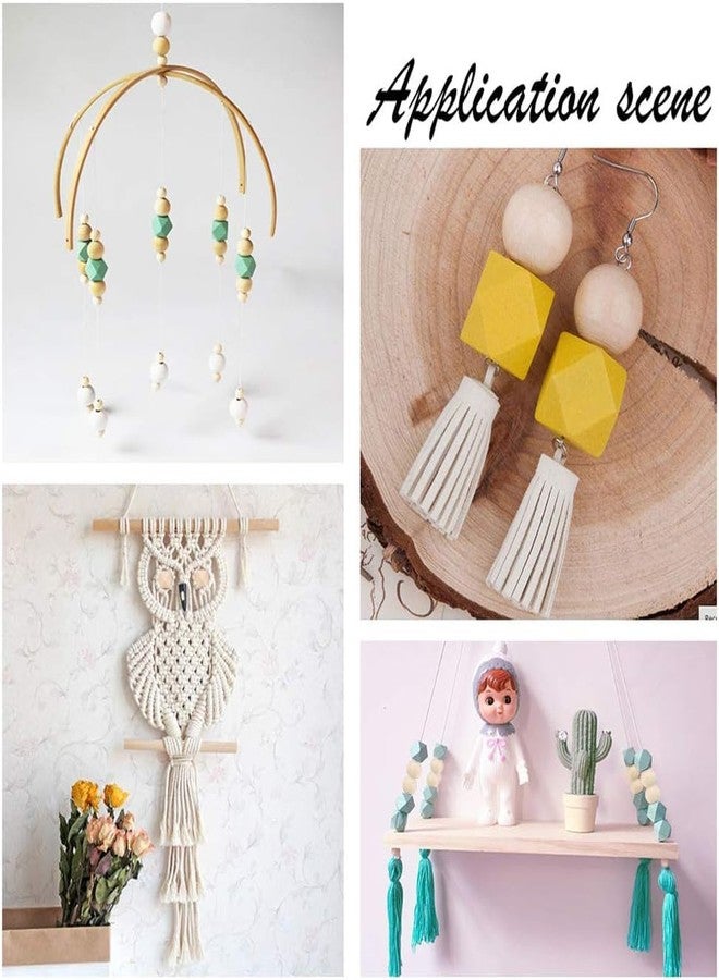 دي آي واي كرافتس مجموعة 130 قطعة من الخرز الخشبي الطبيعي المتنوع غير المصنّع، خرز فاصل دائري/مكعب/مضلع/بيضاوي/عمودي، خرز خشبي غير مصقول، خرز سائب للأساور والقلائد والمجوهرات وديكورات عيد الميلاد (130) - Image 4